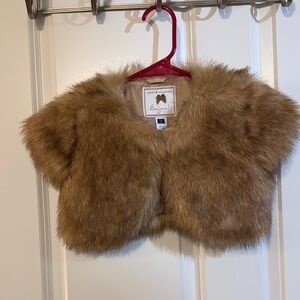 Janie and Jack Tan Faux Fur Kids Cape